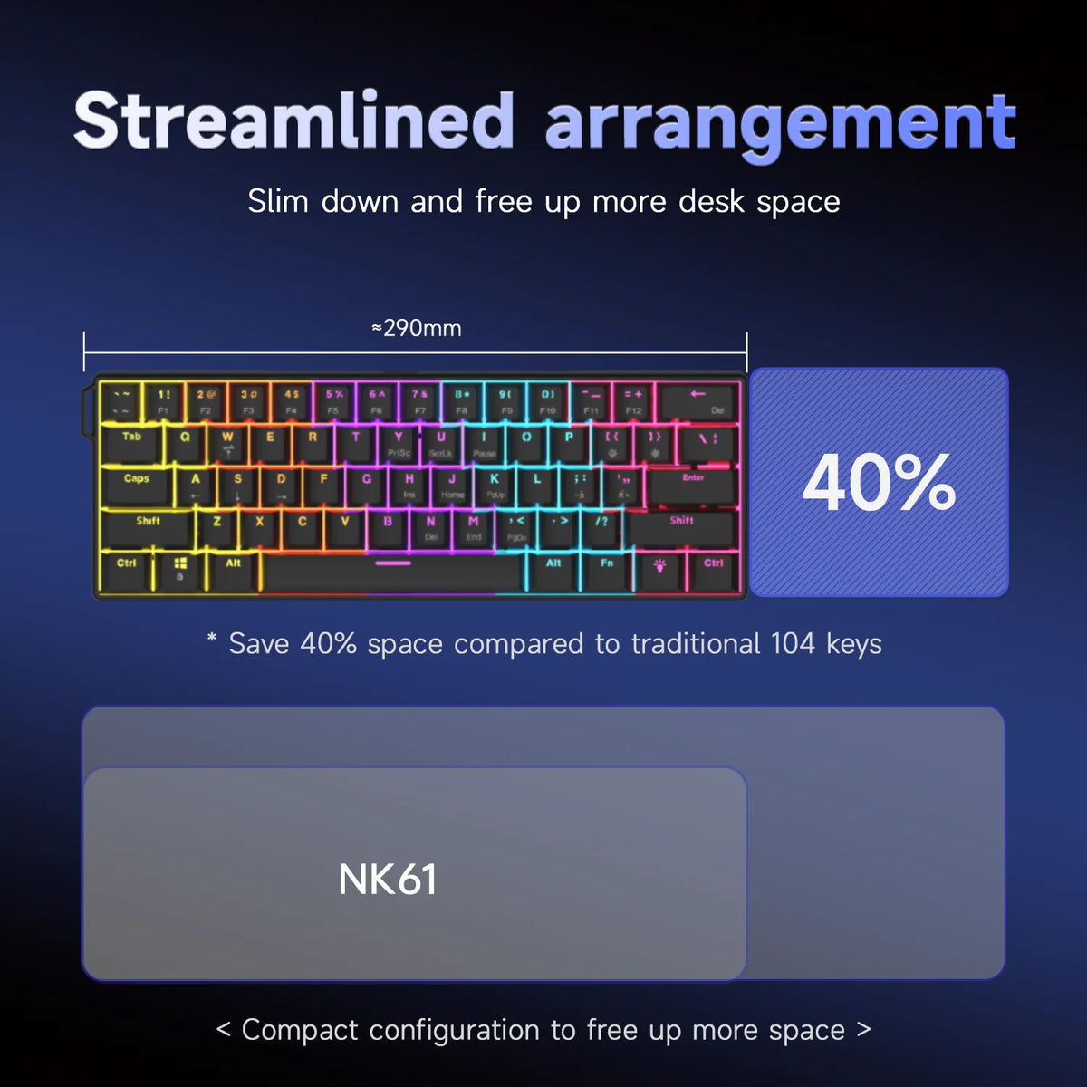 Teclado Mecánico AJAZZ NK61 – 60% RGB Hot-Swap con Cable