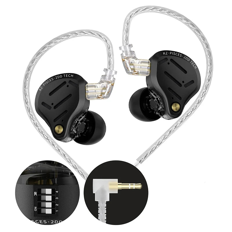 Audífonos KZ Pisces – In-Ear Doble Driver con Cable 3,5 mm o Tipo C