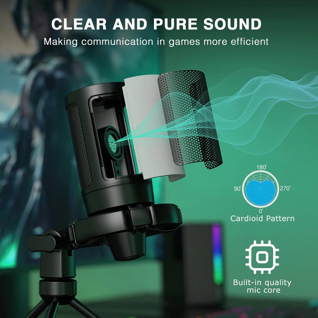 Micrófono Gamer FIFINE AmpliGame A2 – USB RGB con Mute Táctil