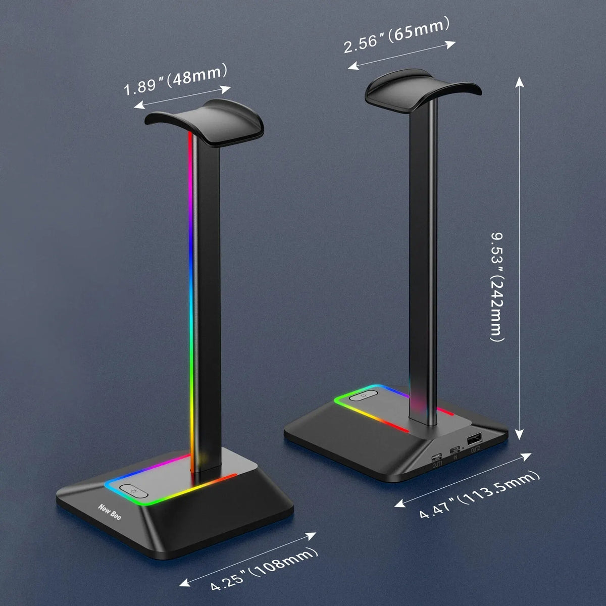 Soporte para Audífonos New Bee Z8 – RGB con 2 Puertos USB