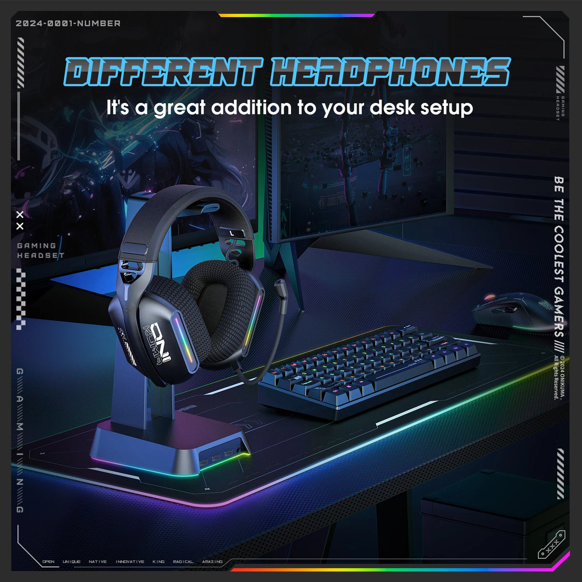 Audífonos Gamer Onikuma GT808 – Triple Modo Bluetooth 5.3 / 2.4GHz / 3.5mm con RGB