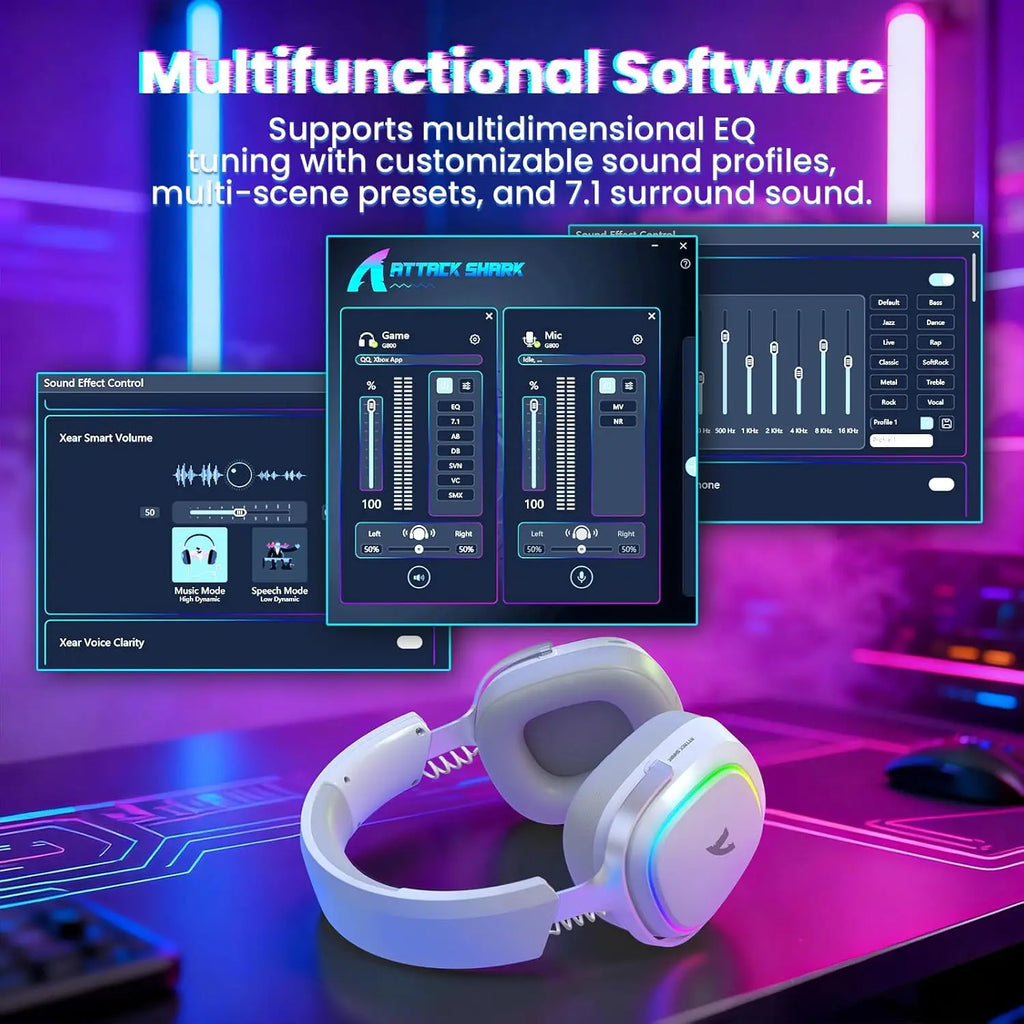 Audífonos Gamer Attack Shark G800 – Inalámbricos RGB con Sonido 7.1 y Drivers 50mm
