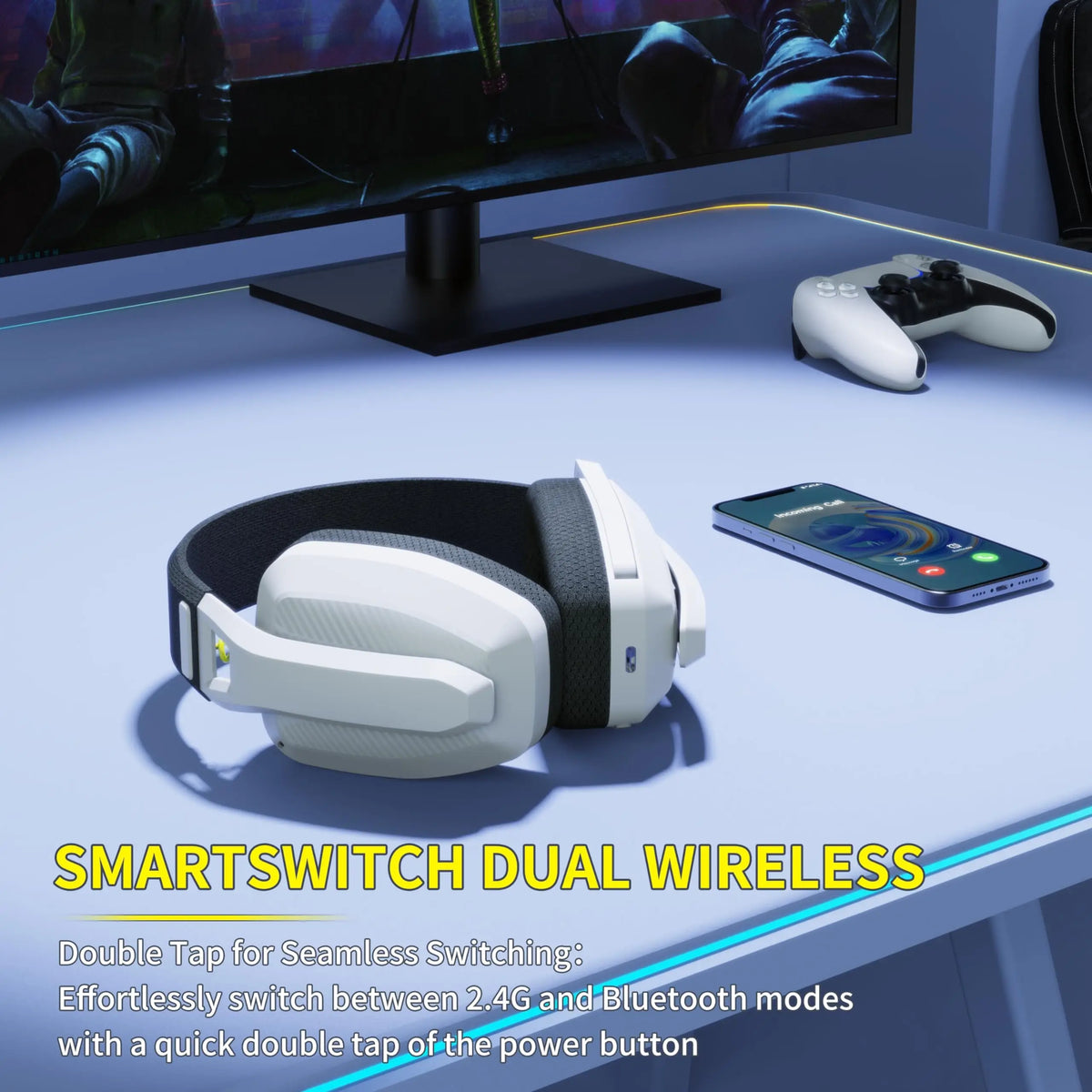 Audífonos Gamer BINNUNE BW06 – Inalámbricos 2.4GHz + Bluetooth con Micrófono
