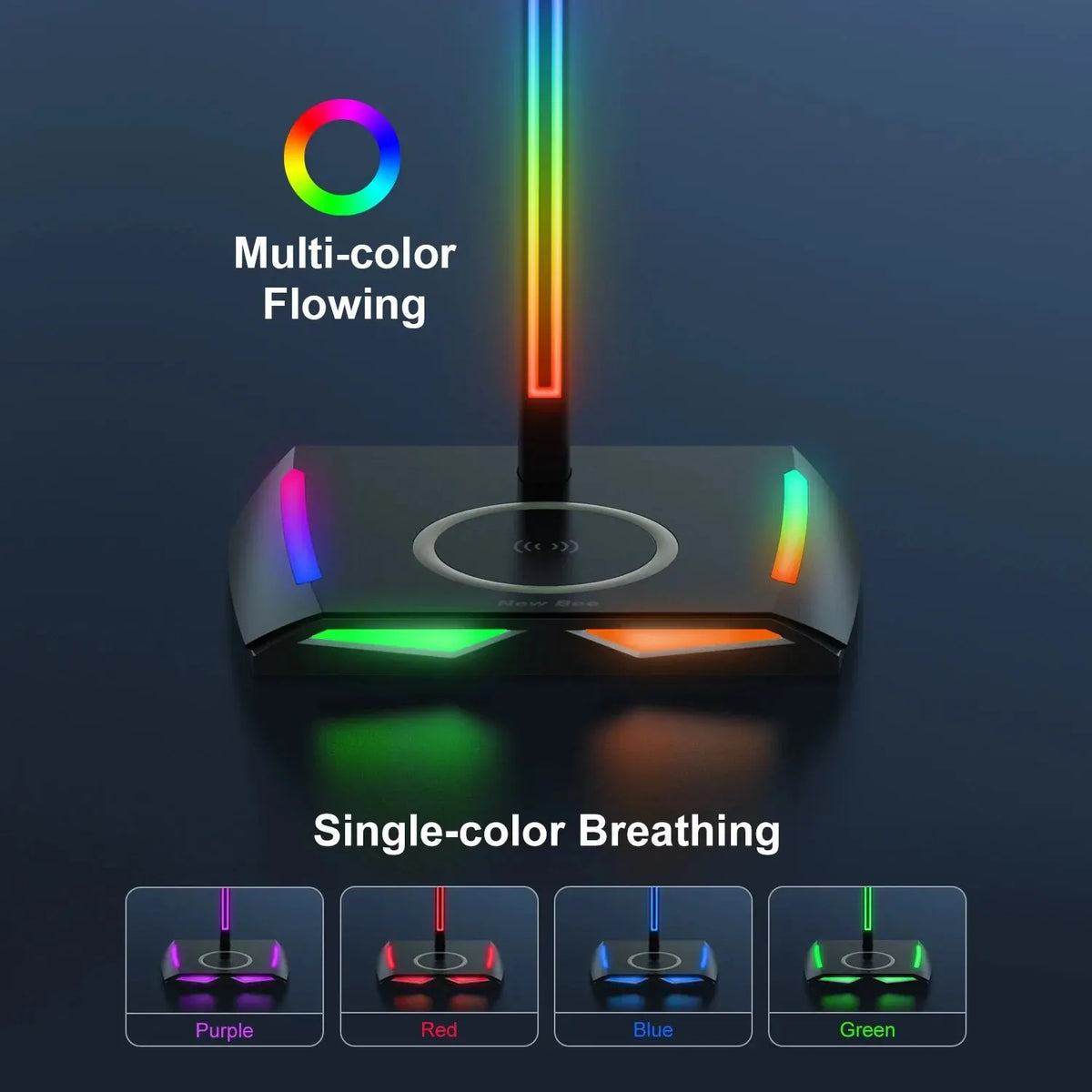 Soporte para Audífonos New Bee Z12 – RGB con Cargador Inalámbrico