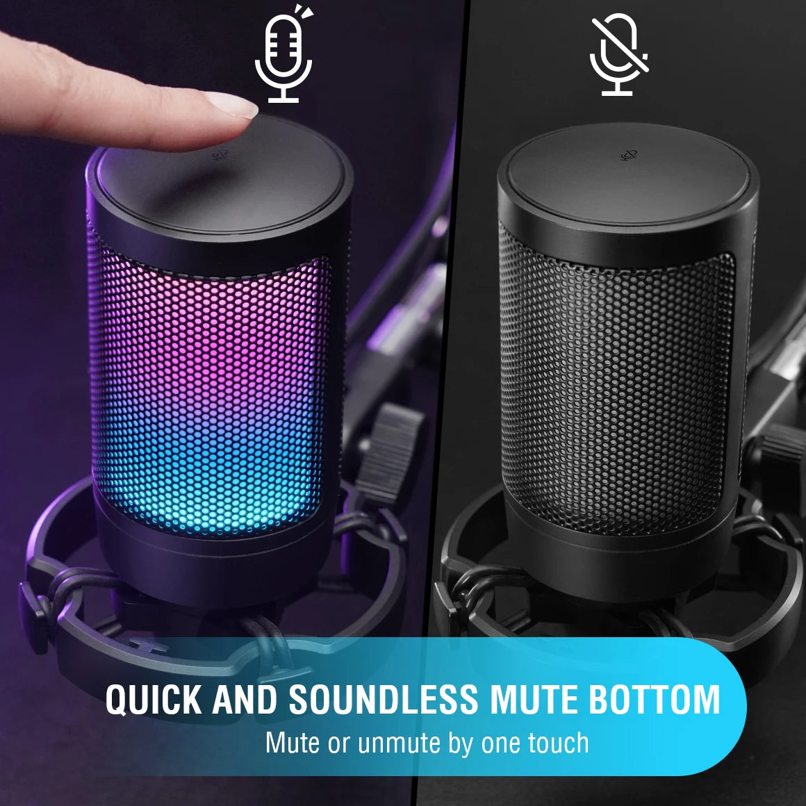Micrófono FIFINE AmpliGame A6V – USB Condensador con Filtro y Brazo Antivibración