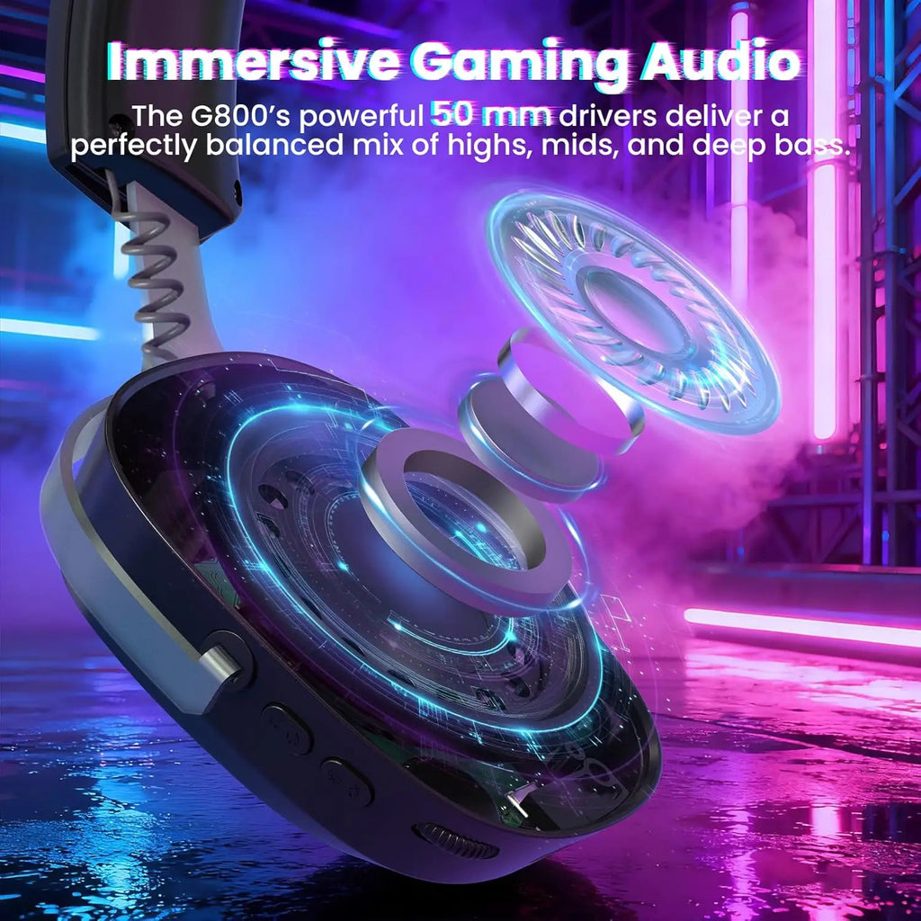 Audífonos Gamer Attack Shark G800 – Inalámbricos RGB con Sonido 7.1 y Drivers 50mm