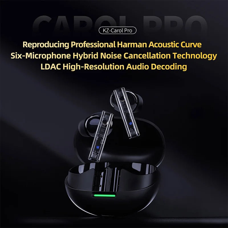 Audífonos Inalámbricos KZ Carol Pro – Bluetooth 5.4 con Cancelación Activa de Ruido