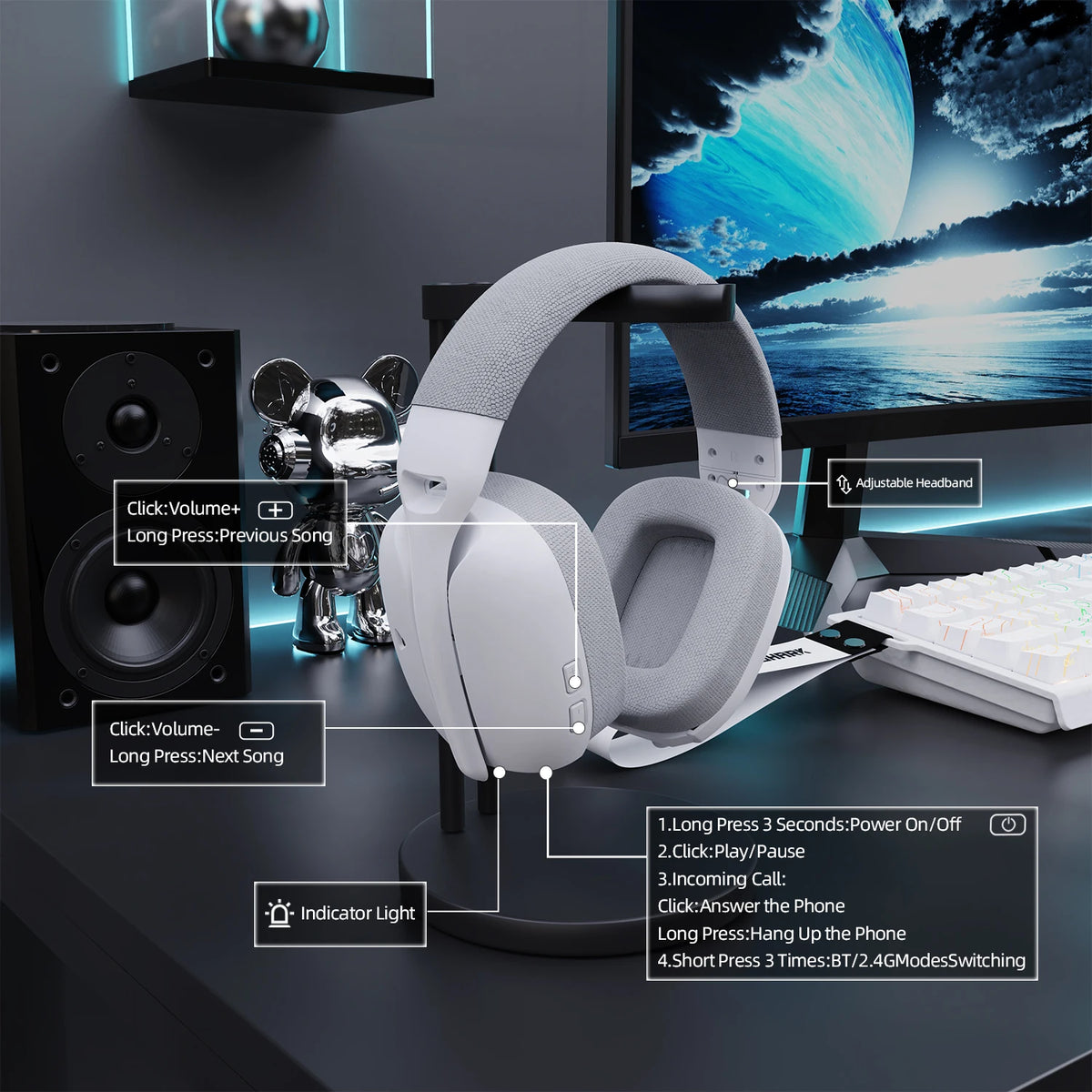 Audífonos Gamer Attack Shark L80 Pro – Bluetooth 5.3, 2.4GHz y Cable 3.5mm