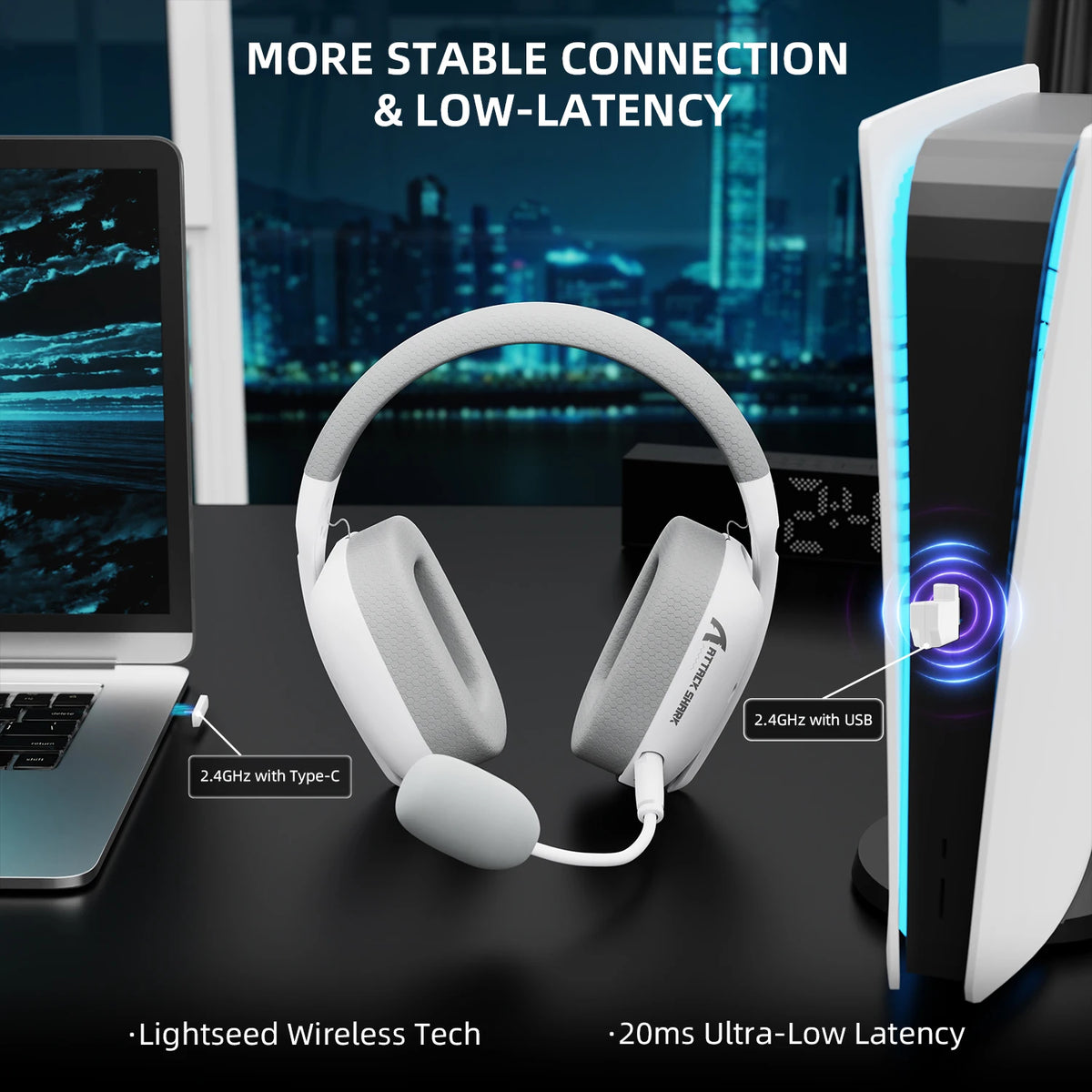 Audífonos Gamer Attack Shark L80 Pro – Bluetooth 5.3, 2.4GHz y Cable 3.5mm